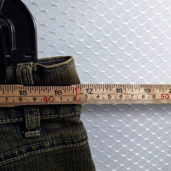 Vtg CREST Crochet Flare Bottom Jeans Sz 17/18 Acid Wash High-Rise Retro Hippie - Picture 6 of 7